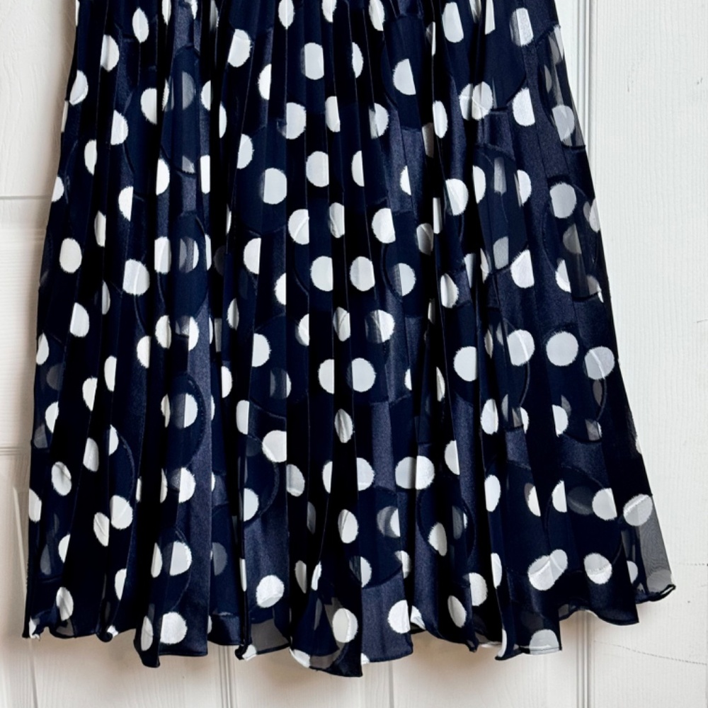Adrianna Papell Navy Polka Dot Dress, Sleeveless Size 4 - Picture 4 of 11